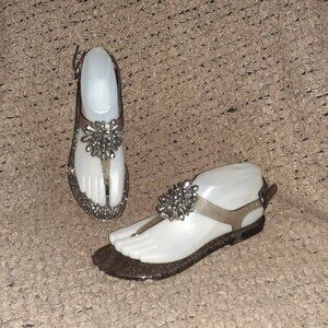 COACH Hilda Smoke Clear Beaded Glitter Thong Jelly Sandals-Sz 7-Excellent